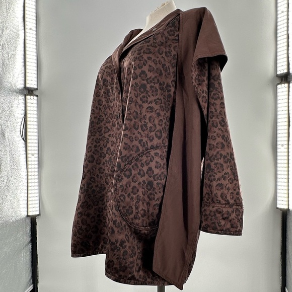 Sackables Reversible Leopard Print Raincoat M chocolate brown 80s 90s packable - Picture 14 of 16